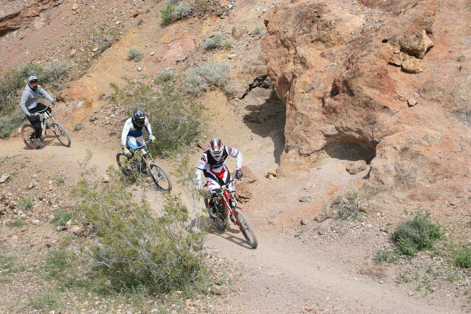 Guest Coach, Greg Minnaar followed by Mckay Vezina in my Downhill Camp at Bootleg Canyon in Boulder City, NV. 